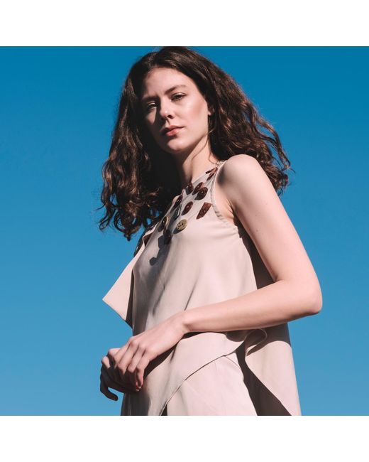 Mirimalist Natural Sand One Shoulder Top Ecru