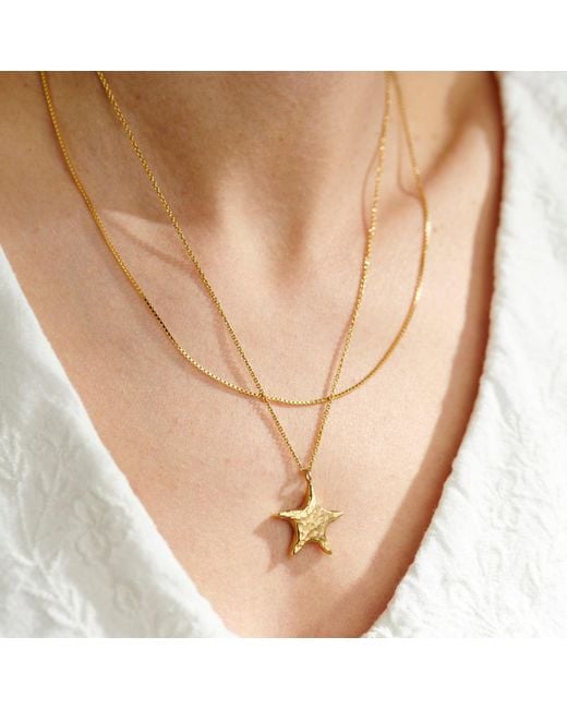 Posh Totty Designs Metallic Sterling Chunky Star Necklace With Sapphire Birthstone