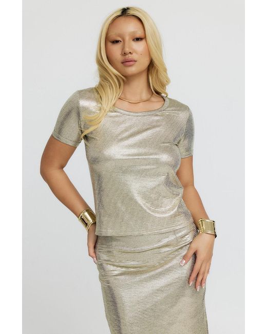 Why Mary Gray Rhea Metallic Knit T-Shirt