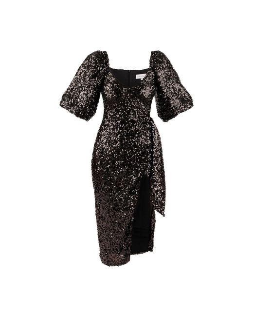 GUILLAUME ALEXANDRE Black Glittery Puffy Sleeve Dress