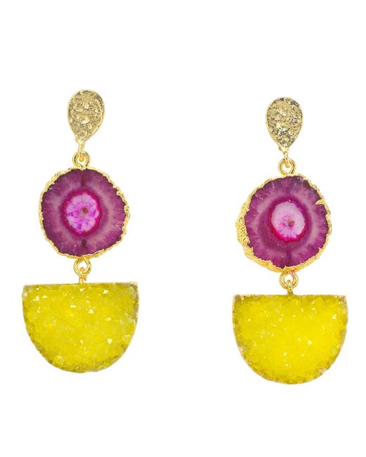 YAA YAA LONDON Multicolor Lemon Gemstone Statement Earrings