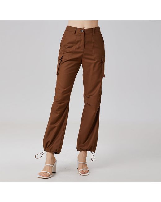 Smart and Joy Brown Drawstring Ankle Cargo Pants
