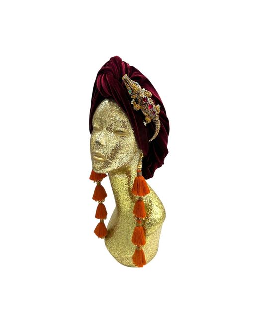 Julia Clancey Red Malbec Ruby Alligator Dorado Turban