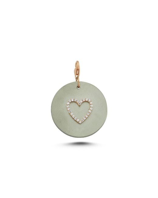 Ecce | Artisan Diamonds Metallic 14K Solid Titanium Customized With Heart Shape Diamond Charm Pendant