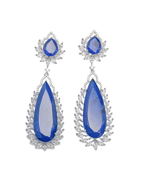 Meraki by Rashmi Bajaj Blue Larmes Cubic Zirconia Dangle Earrings