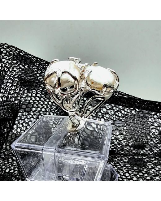 Farra White Baroque Pearls Statement Ring