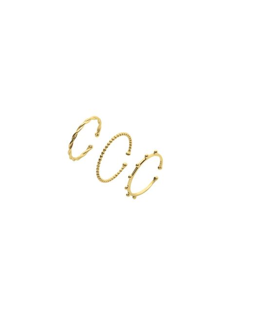Spero London Metallic Skinny Layering Adjustable Ring Set