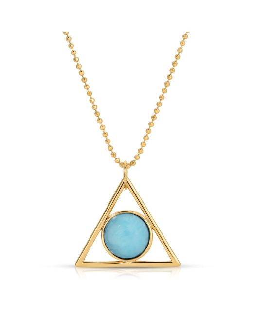 Glamrocks Jewelry Blue Two Faced Double Sided Necklace- Larimar, Moonstone