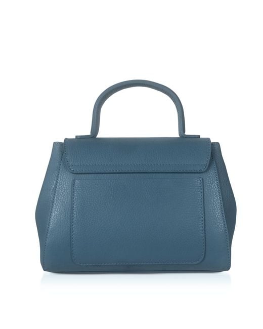 Le Parmentier Blue Ladyfinger Top Handle Ladybag W/Strap