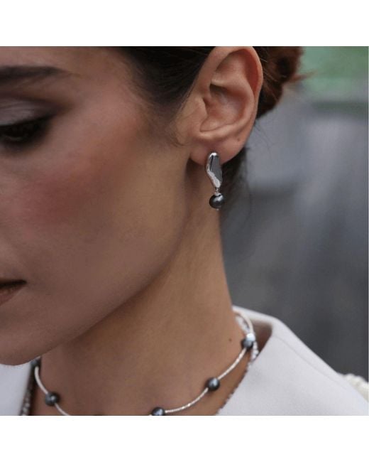 LINYA JEWELLERY White Gera Pearl Dangle Earrings