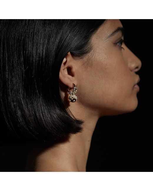 Kasun Metallic Pearl Droplet Hoop Earrings Vermeil