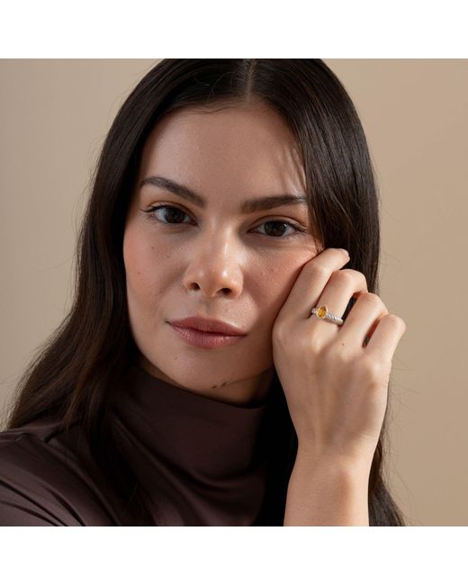 Dower & Hall Metallic Citrine Pear Twist Twinkle Ring