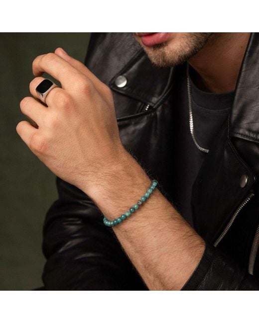 Nialaya Blue Diamond Wristband With Bali for men