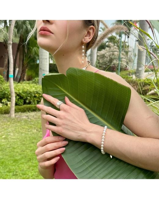 Farra Metallic Must-Have Freshwater Pearls Beaded Adjustable Bracelet