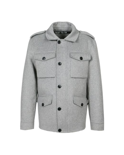 Freaky Nation Gray Wool Blend Field Jacket for men