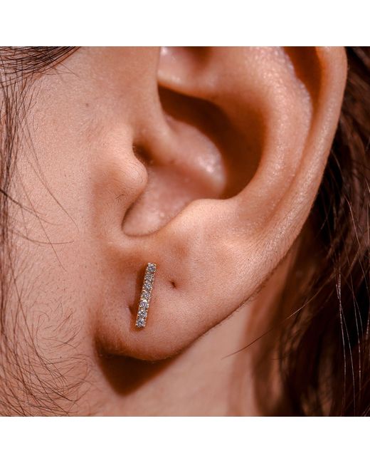 Aya Fine Jewelry Metallic Curved Bar Lab Diamond Stud Earrings