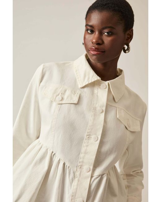 James Lakeland White Peplum Denim Jacket