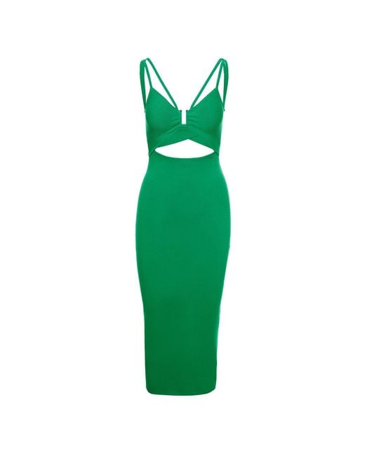 Nissa Green Knitted Midi Dress