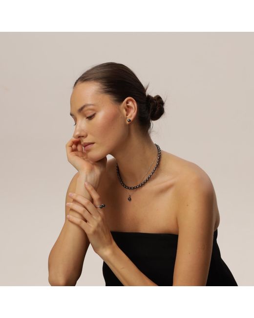 Pearl Code Black Pearl Stud Earrings