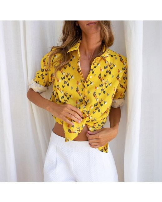 My Pair Of Jeans Yellow Chicks Linen Shirt