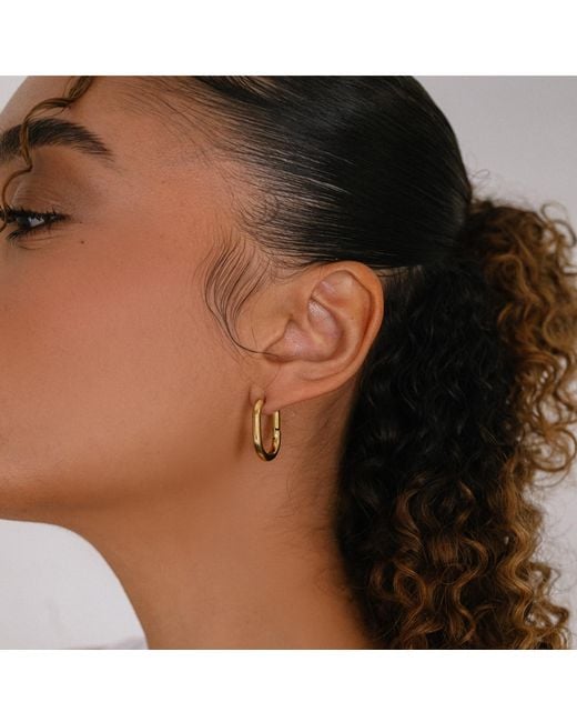 Mickey's Girl Metallic Classic Oval Waterproof Hoop Earrings