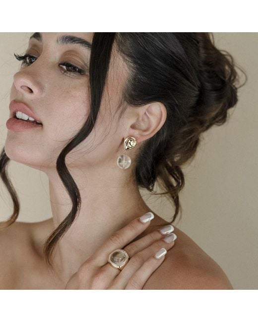Zepplin the Label Metallic Tommie Earrings-Quarts Earrings-Statement Earrings-Bridal Earrings