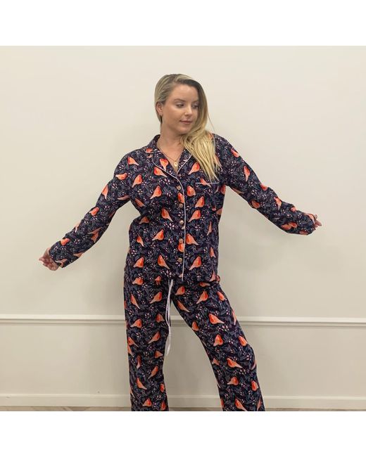 Lula-Ru Blue Ceri's Robin Print Pj Set