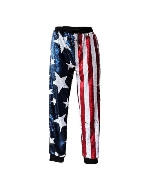 Any Old Iron Red Reversible Sequin Stars & Stripes Joggers