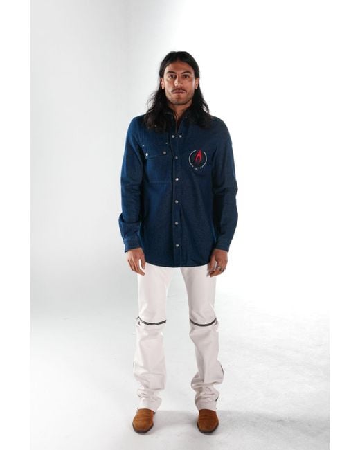 Born in Exile Blue Denim Shirt for men