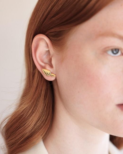 Linda Fiore Metallic Lotus Vermeil Stud Earrings
