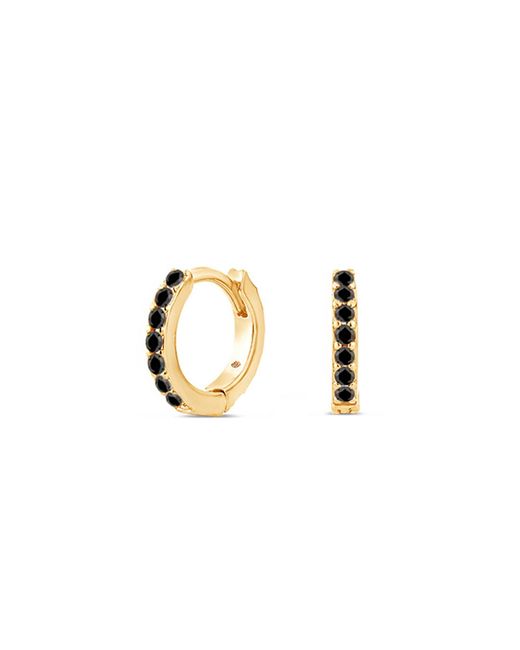 SALLY SKOUFIS Metallic Light Huggie Earrings With Made Cz Diamond Stimulant