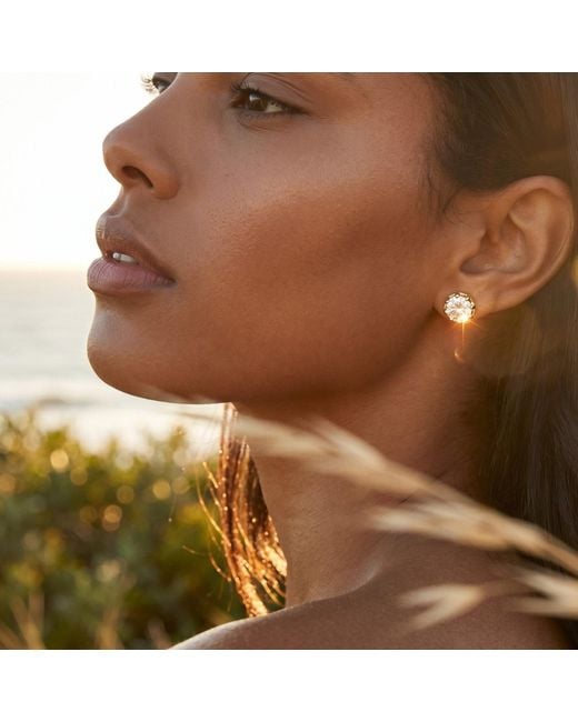 Native Gem Metallic Foundry Studs Georgian Collet Cz Earrings
