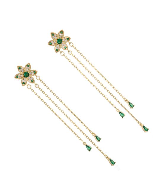 Ebru Jewelry Metallic Blossom Glow Emerald Drop Earrings