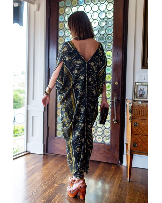 Jennafer Grace Green Caspian Paisley Border Caftan