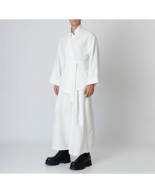 LIA ARAM White Wrap-Around Cotton-Blend Trousers
