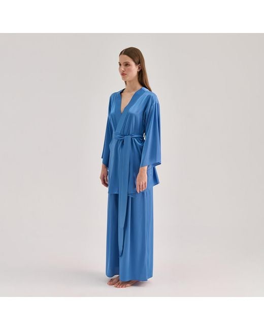 Avenue 8 Blue Mini Silk Robe