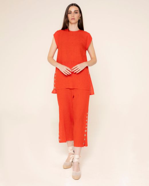 Niza Red Linen Top Cannes