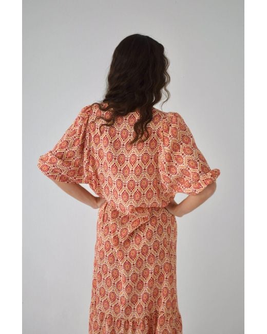 Mind Traveler Orange Mica Burgundy Dress