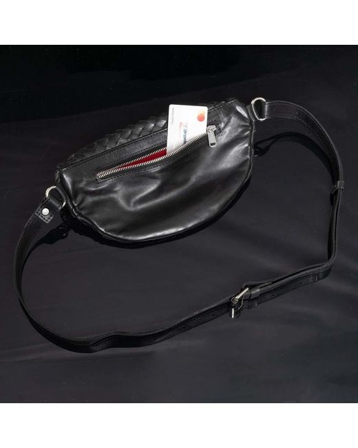 Hides Leather Co. Red Nexus Woven Leather Belt Bag, Minimal Waist Purse With Lining