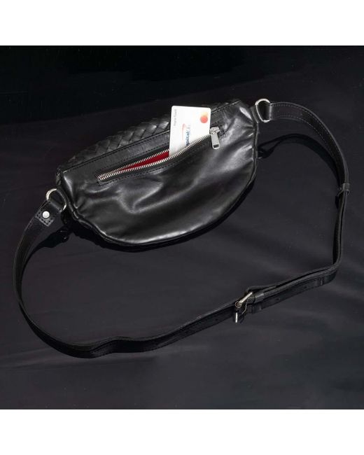 Hides Leather Co. Red Nexus Woven Leather Belt Bag, Minimal Waist Purse With Lining