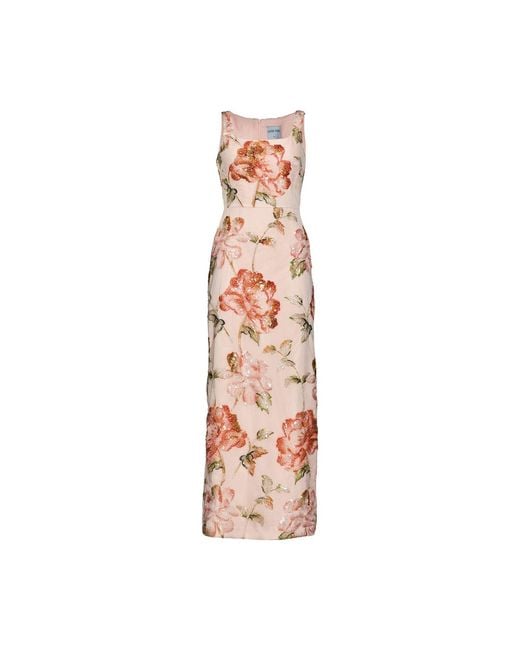 Justin Tong Pink Ellaire Beaded Midi Dress