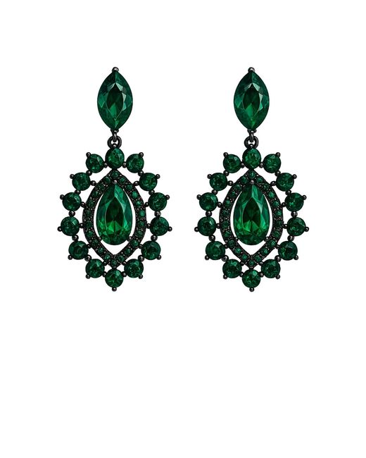 Maison De Gala Green Emerald Marquise Halo Earrings