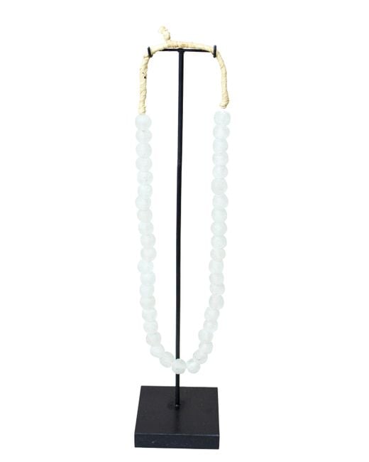 Botanical Boys White Ghana Glass Beads Necklace