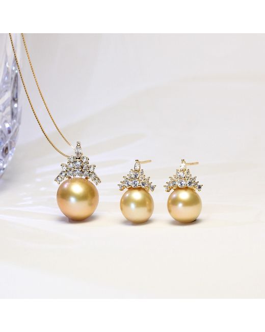 Ninemoo Metallic Solara Golden Pearl Necklace