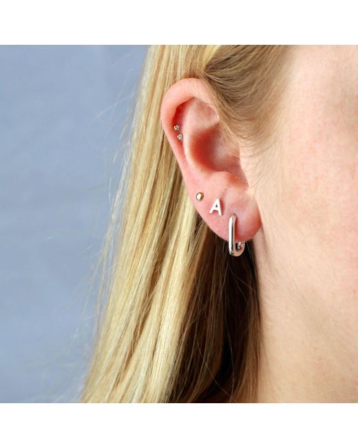Kris Nations White Oval Huggie Hoop Earrings