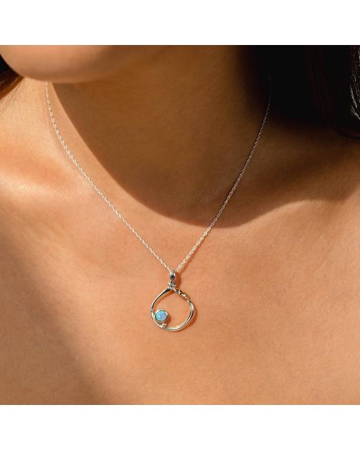 Isla Silver Metallic Handmade Opal Organic Circle Necklace