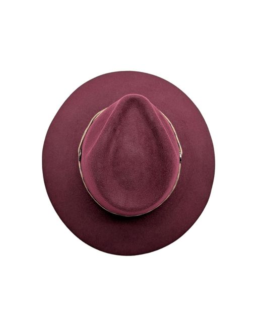 DORIA 1905 Purple Negroamaro Smooth Lapin Felt Wide Brim Hat With Icon Ring And Leather Lace