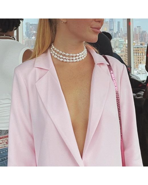 Sccollection Metallic Lynn Pearl Choker Necklace