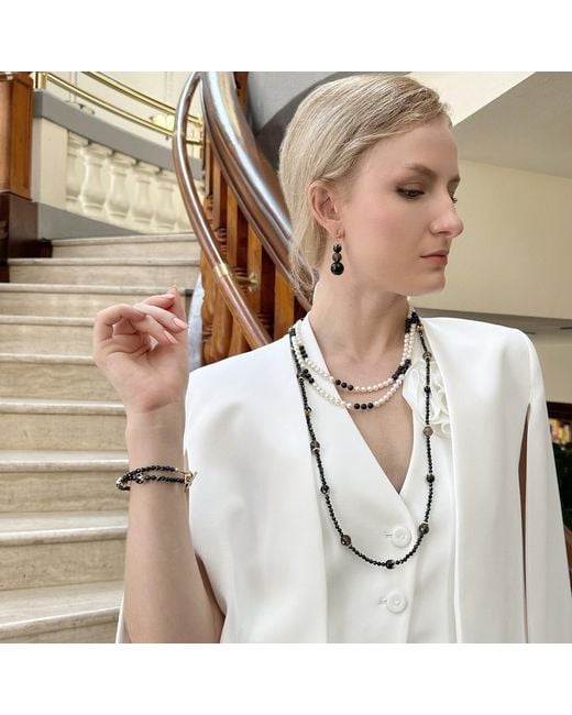 Farra Black Timeless Obsidian Double Wrapped Bracelet