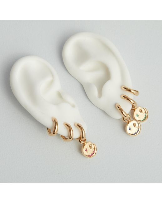 Kasun Metallic Smile Hoop Earrings – November – Topaz – Plated